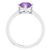 14K White Natural Amethyst Ring